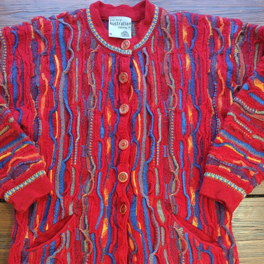 Vintage Purely Australian Clothing Co Cardigan Sweater 3D Geo Multicolor Size XS - Picture 4 of 9